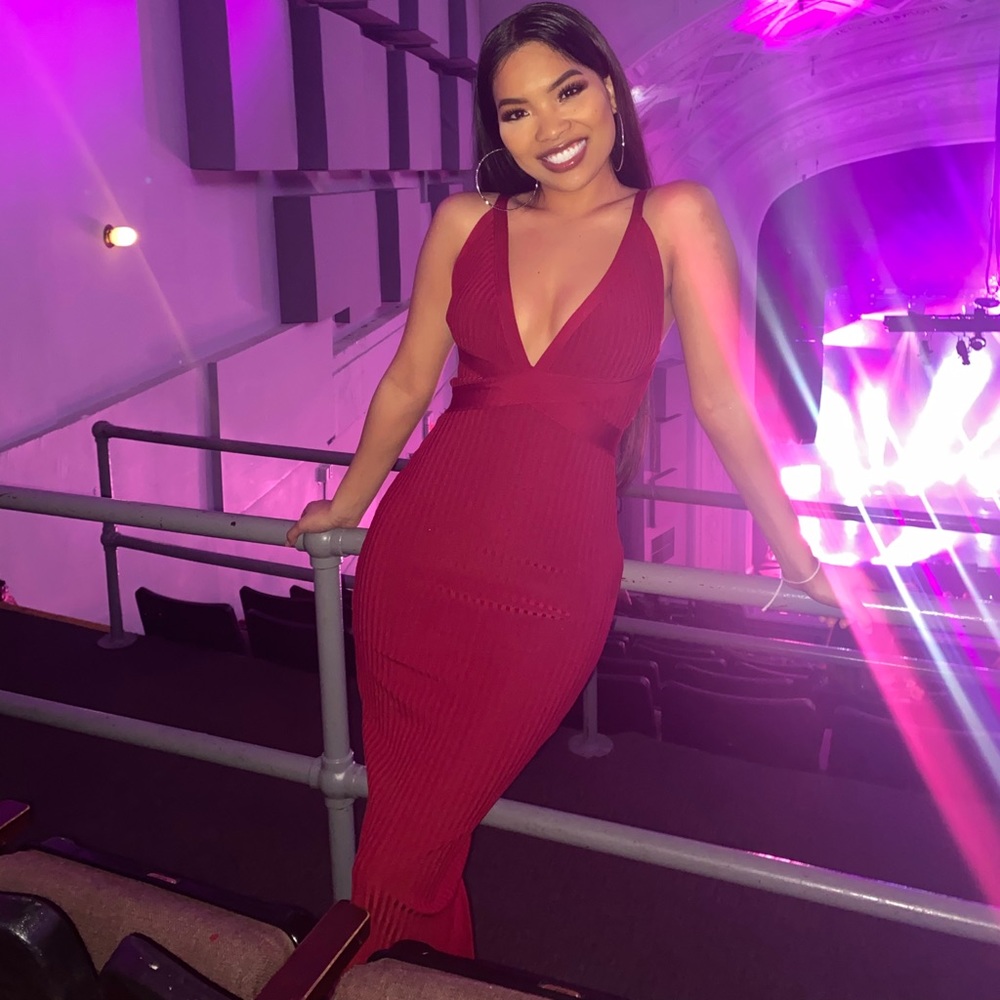 Red Midi Bandage Dress